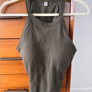 Uniqlo Olive padded Ribbed Tank Top